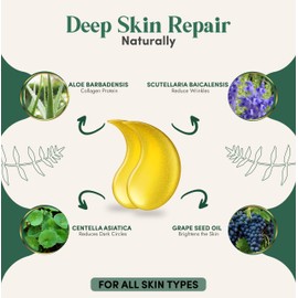 24K Gold Under Eye Patches For Puffy Eyes (24 Pairs Individually Wrapped) - Collagen Enriched Under Eye Masks for Dark Circles and Puffiness, Hyaluronic Acid Under Eye Mask Patches for Wrinkles