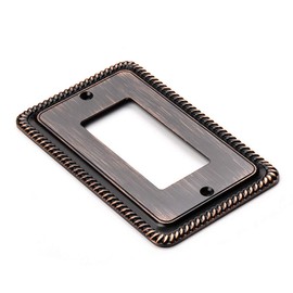 Henne Bery Rope Edge Decorative Wall Plate Switch Plate Outlet Cover (Single Decorator, 2 Pack, Aged Bronze)