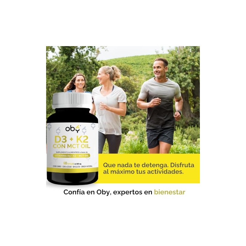 OBY Vitamina D3 K2 con MCT Oil | 60 Cápsulas