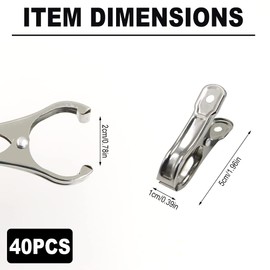 40 Pieces Stainless Steel Greenhouse Clamps, Garden Clips, Greenhouse Clips for Fixing Netting Cover Film, Stainless Steel Clothes Pins, Towel Clips