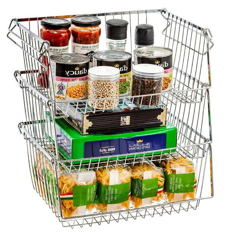 SANNO Stacking Baskets Bin Baskets Wire Storage Baskets Organization Farmhouse