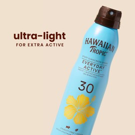 Hawaiian Tropic Hawaiian Tropic Everyday Active Clear Spray Sunscreen SPF 30, 6oz | Hawaiian Tropic Sunscreen SPF 30, Sunblock, Oxybenzone Free Sunscreen, Spray On Sunscreen, Body Sunscreen Spray, 6oz