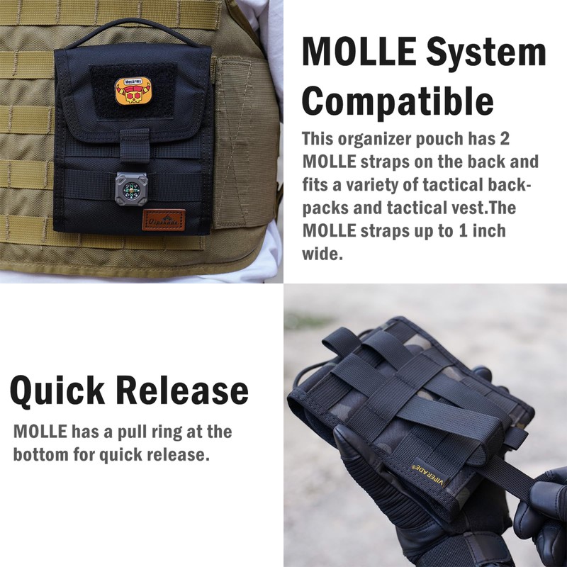 VIPERADE VE12 Tactical Folding Bag, Molle Tool Bag, Tri-Fold Tool