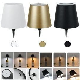 Wireless Bottle Lamp-Wine Bottle Lights with Touch Dimming, 3 Color Temperatures Table Lamps, Rechargeable LED Lamp Shade for Home, Bar, Restaurants rechargeable desk lamp bottle lamp (Golden)