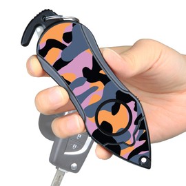 Stinger Personal Alarm Keychain Emergency Tool, Safety Panic Alarm Siren, Seat Belt Cutter, Glass Breaker, Security Device for Women Men Kid, Design in USA (Camouflage Purple)