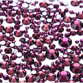 Jollin 3456pcs Flatback Rhinestones Glass Charms Diamantes Gems Stones for Nail Art 6 Size ss4~ss12 Amethyst