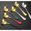 Round Head Soup Spoons, 2Pcs Metal Korean Spoon Stainless Steel