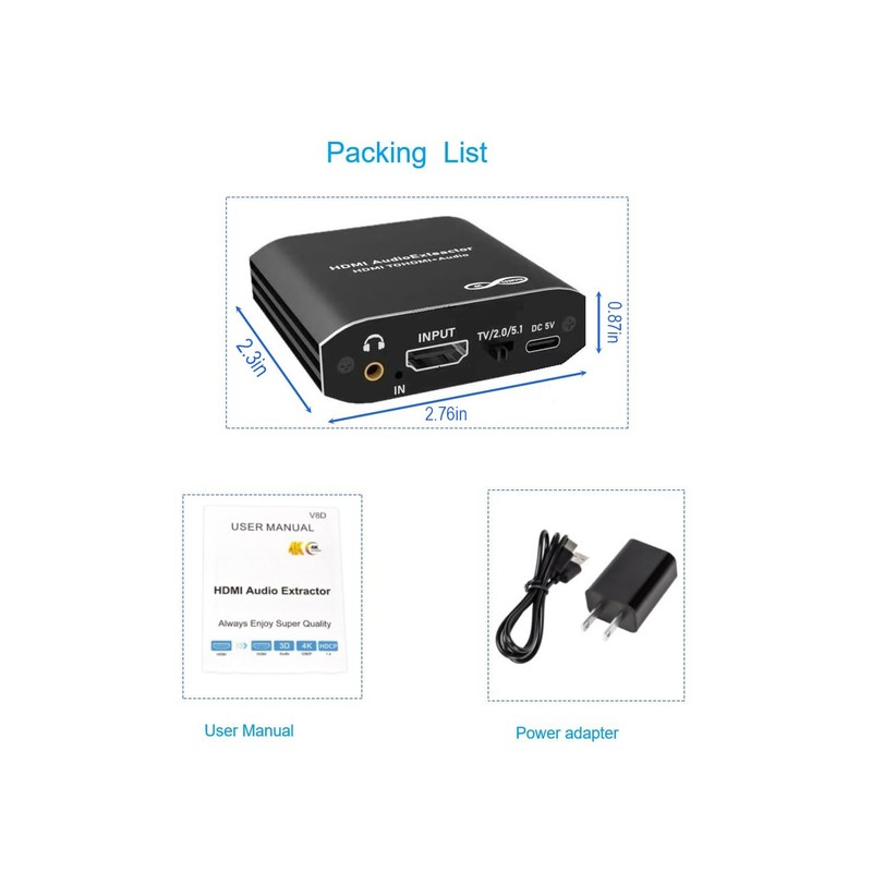 4K30 - Extractor/adaptador de audio HDMI, HDMI a 3,5 mm