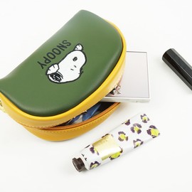 e-mono Snoopy Cosmetic Pouch, Large Capacity, Small Storage, Zipper, Cute, Stylish, Simple, Pink