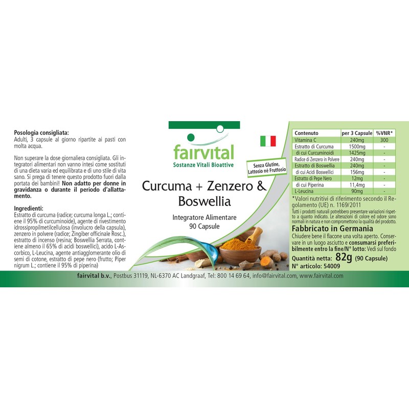 Fairvital Turmeric, Ginger and Boswellia with Vitamin C - 90