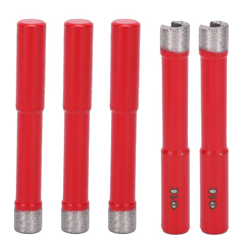 5Pcs Saw Bit Set FlatTooth Diamond Particles Red Coated Drill