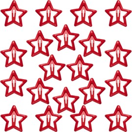 Isslly 20 PCS Cute Star Hair Clips for Women, Red Metal Star Hair Snap Barrettes, Non Slip Hair Accessories for Women for Daily Use, Parties (1.18 x 1.18 inch)