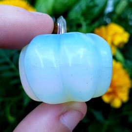 Sublime Gifts Opalite polished cut base mini Pumpkin Natural Metaphysical Chakra Crystal Healing Gemstone Specimen - opalite pumpkin, Medium, blue