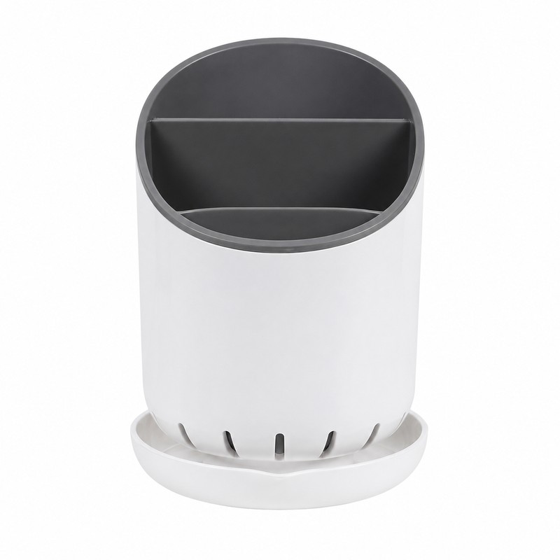 Chopstick Holder with Drain Plate for Kitchen - Divided Utensil