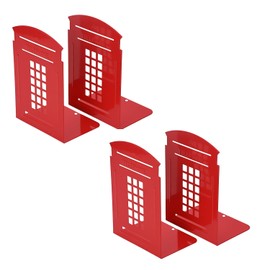 MerryNine - Paquete de 2 extremos de libro, sujetalibros metálicos para estantes, sujetalibros decorativos para cabina de teléfono, sujetalibros pesados antideslizantes, organizadores de libros,