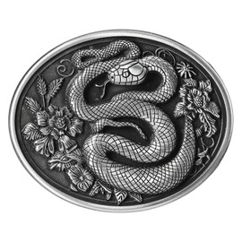HLYMPONY Vintage Belt Buckle for Men Western Cowboy Rodeo Flower Snake Belt Buckles for Women (Gray)