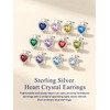 Suplight Sterling Silver Blue Aquamarine Heart Stud Earrings for Women