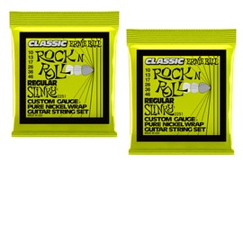2 PACK Ernie Ball 2251 Classic Pure Nickel Slinky Electric Guitar Strings 10-46