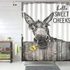 Tijuboni Farmhouse Donkey Shower Curtain, Funny Bathroom Decor, Rustic Country
