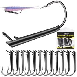 Dovesun 12PCS Ozark Rig Weedless Jig Heads for Bass Fishing Weedless Hooks, 3/0 Texas Rig Hooks Jig Heads for Saltwater & Freshwater 1/4 OZ