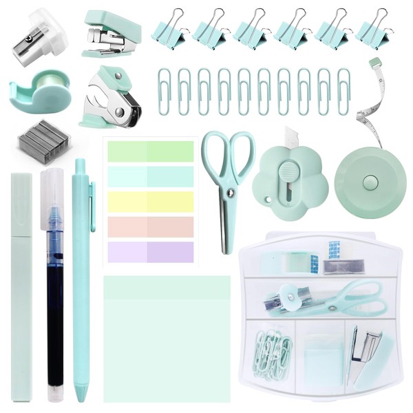 Mini Office Supply Kit, Teal Mini Stapler with Staples and
