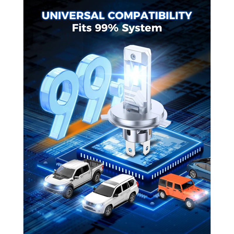 Marsauto H4 LED Bulbs 34000LM Brighter, Wireless 9003 Fog Light
