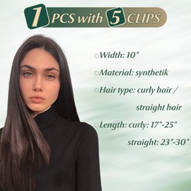 Elailite Clip-In Real Hair Extensions, Dark Brown, Hair Extensions, Hairpiece, Heat-Resistant, Straight, 1 Weft, 5 Clips, 66 cm (66 cm), 120 g