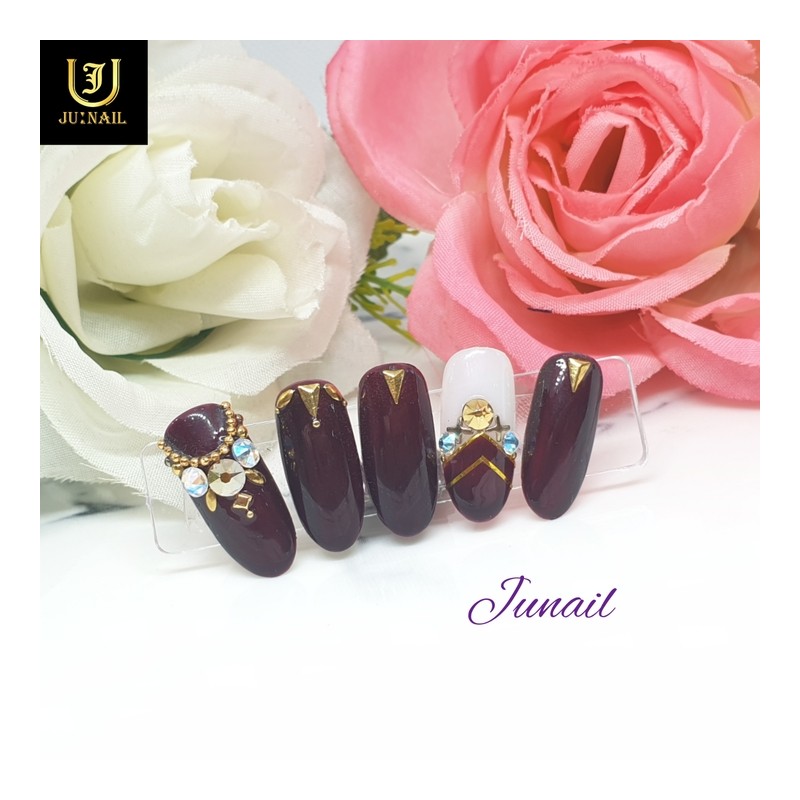 Heavy burgundy handmade nail tips - Short straight nose pin