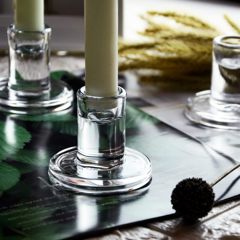 AGLARY 12pcs Taper Candle Holders, Glass Crystal Candlestick Holders Bulk,