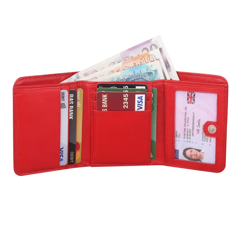 STARHIDE Ladies RFID Blocking Compact Genuine Leather Small Wallet with