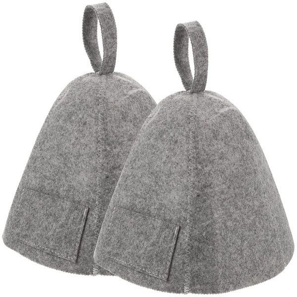 Healvian Russian Sauna Cap Pack of 2 Sauna Hat Wool Felt Hats Shower Cap Bathhouse Head Protection for Men and Women Grey Sauna Hat Felt