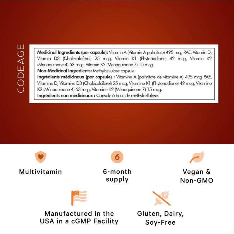 Codeage ADK Vitamin Supplement, Vitamin A, Vitamin D3 Cholecalciferol, Vitamin