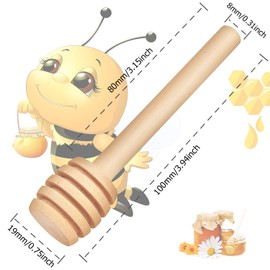 WZYTEU Pack of 35 Honey Spoons, Individually Packed, Household Wooden Honey Stick for Wedding, Birthday, Baby Shower, Christmas Party, Collecting, Stirring Stick (10 cm)