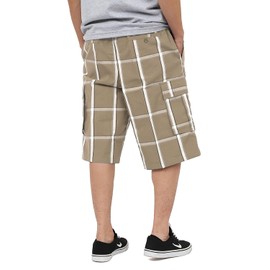 Shaka Wear Plaid Cargo Shorts for Men, Sizes S-5XL (2XL, Khaki)