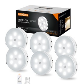 Puck Lights with Remote Control,1000mAh Rechargeable Under Cabinet Lighting,LED Closet Lights,3Pack Night Light,Cordless Stick On Lights for Under Cabinet,Hallway, Stairway,Closet (Cool White-6pcs)