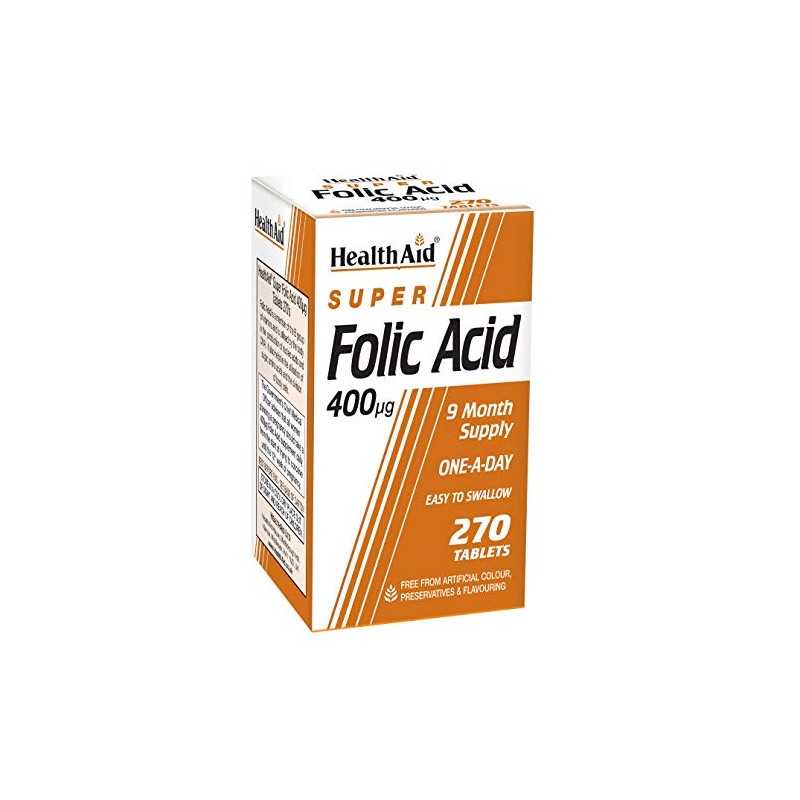 HealthAid Folic Acid 400ug (9 Month Supply) Tablets 270's