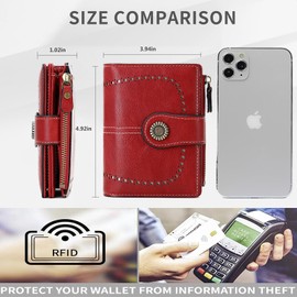 KARRESLY Small Womens Wallet PU Leather Bifold RFID Blocking Card Holder with Zipper Coin Pocket, Light blue, Small Wallet