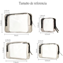 Bolsas de Cosméticos de PVC Transparente VAGALBOX, Bolsas de Almacenamiento Simples, Bolsas de Lavado, Bolsas de Almacenamiento Impermeables, Diferentes Especificaciones (Juego de 4)