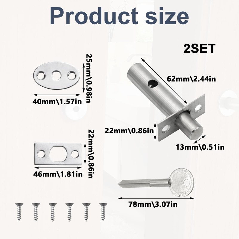 Hidden Internal Door Lock with Star Key, 2 Pairs Mortice