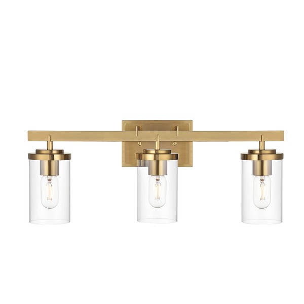 BONLICHT Brushed Brass Vanity Lights Wall Sconce 3 Heads Modern Bathroom Lighting Fixtures Over Mirror Contemporary Indoor Wall Mounted Lamp Gold Wall Light for Kitchen Hallway Living Room Workshop