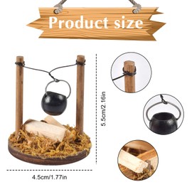 Auirshiky Mini Stove Accessories, Miniature Gnome Accessories, Campfire with Kettle, Campfire Nativity Accessories, Dollhouse Campfire, Miniature Dollhouse Accessories