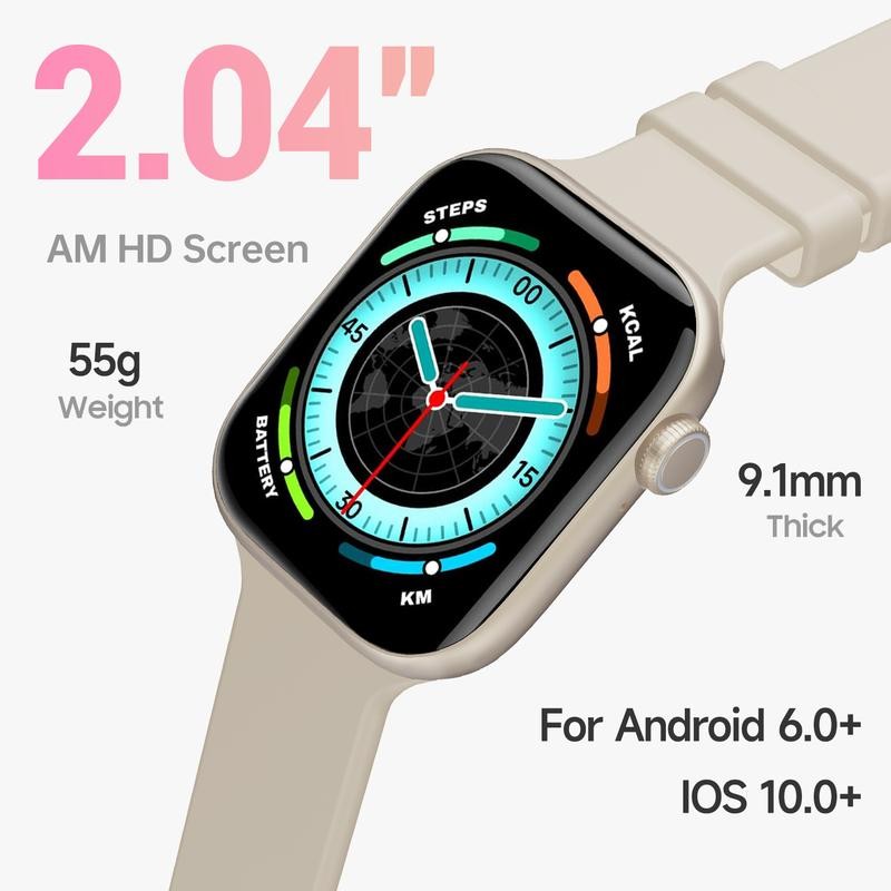 W&O Smart Watch for Android & iOS, 2.04" Touch Screen