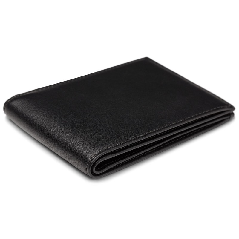 Bosca Men’s Wallet, Nappa Vitello Leather Small Bifold Wallet, Black