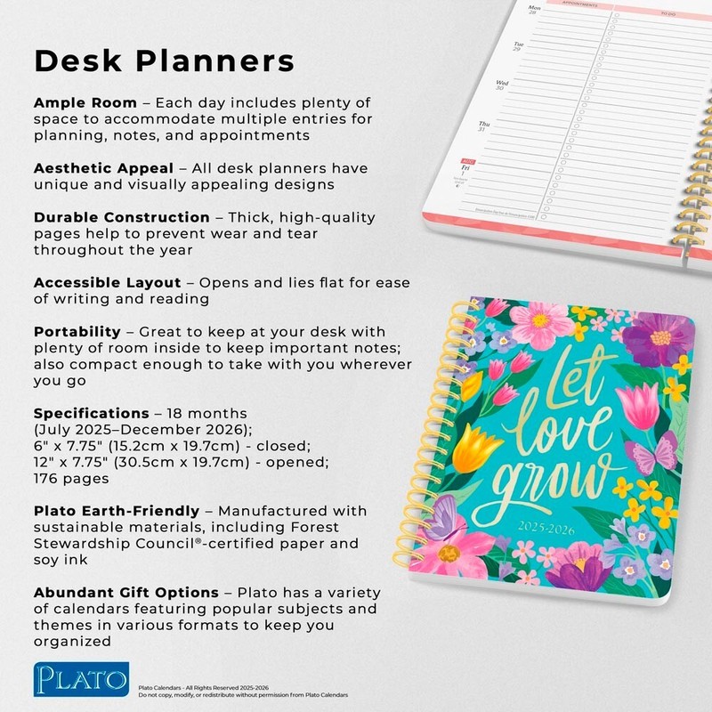 Plato Bonnie Marcus | 2026 6x7.75" 18 Months Desk Planner