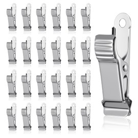 TIESOME Pack of 24 Metal Clamps, 1.3 cm Wide Spring Clips, Metal Mini Alligator Clips, Silver Curtain Clips for Photo Curtain, Clothing, Snack, Crafts