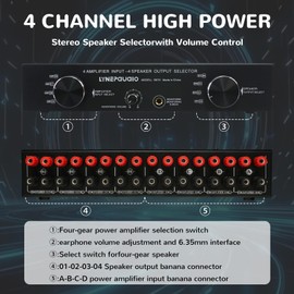 Amplifier Speaker Switcher Selector Supports 4 Input 4 Output