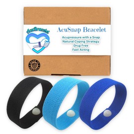 Rubber Band Snap Bracelet – Acupressure Band with Snap Technique for Mindfulness and Behavior Modification (Large 8, 3 Color/3 Pack)
