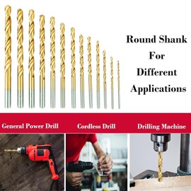 Unbranded 13Pcs HSS Titanium Coated Twist Drill Bit Set 1.5-6.5mm Hex Shank For wood Metal