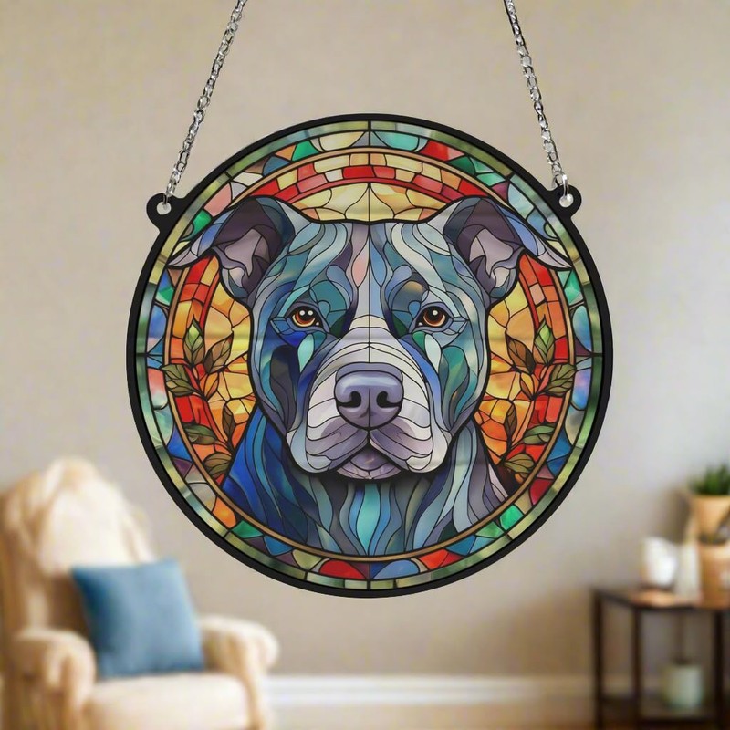 Image Industry Staffordshire Bull Terrier Stained Glass Effect Suncatcher -