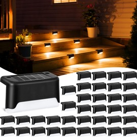 Tuanse 36 Pack Solar Deck Lights Outdoor Step Waterproof LED Stairs Lights Outside Fence Step for Pool Garden Wall Patio Yard Porch(Warm Light)